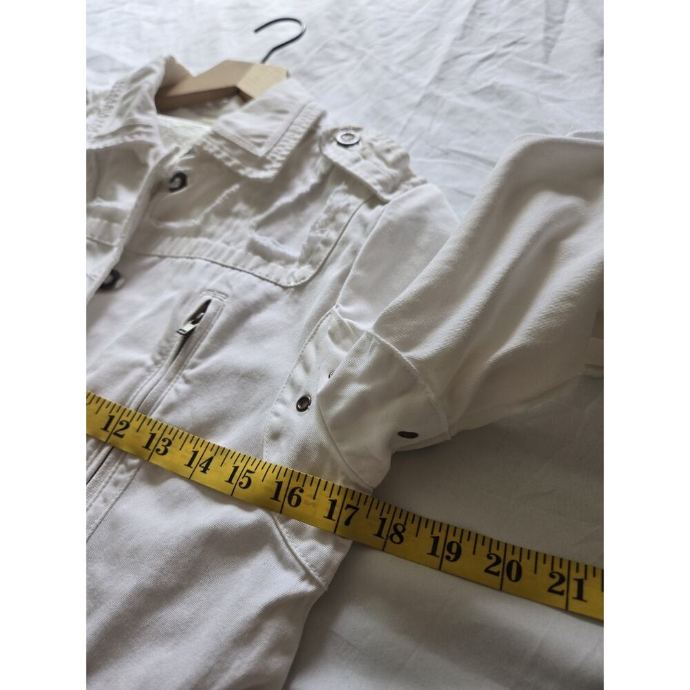 Vtg DA-NANG Da Nang Medium White Embroidered Frayed Jacket Phoenix Bird Cotton - Picture 4 of 7